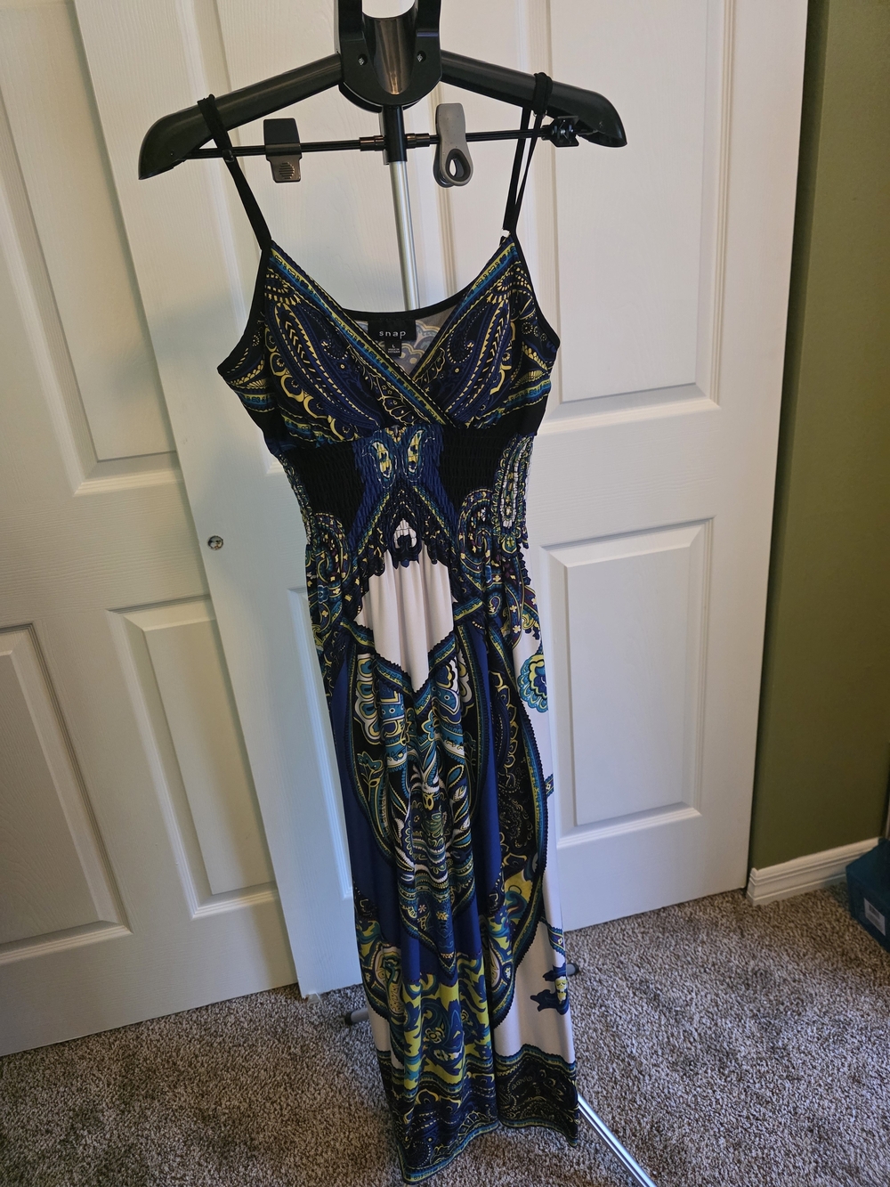 Snap Navy and Yellow Paisley Maxi Dress